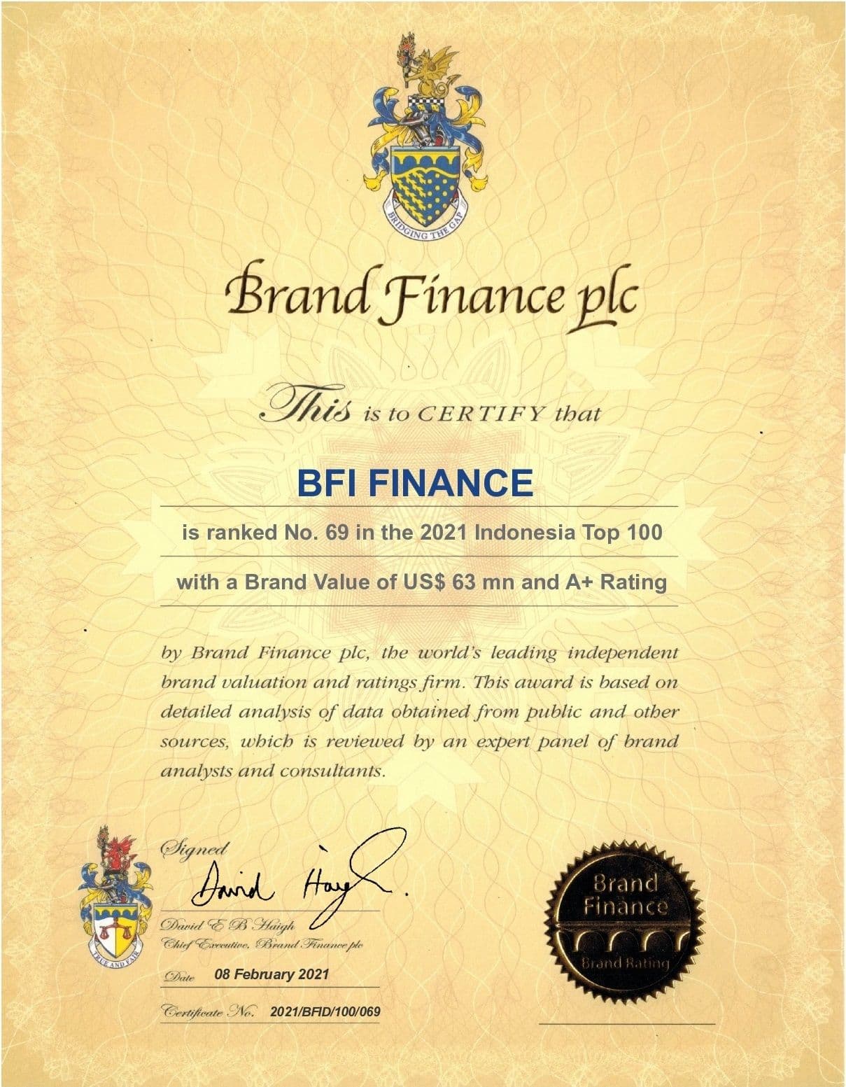 BFI Finance Listed in Top 100 Most Valuable Brands by Brand Finance Indonesia