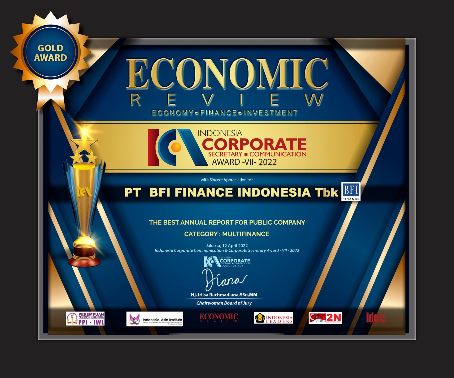 BFI Finance Achieves the Title ‘The Best Annual Report’ from Economic Review